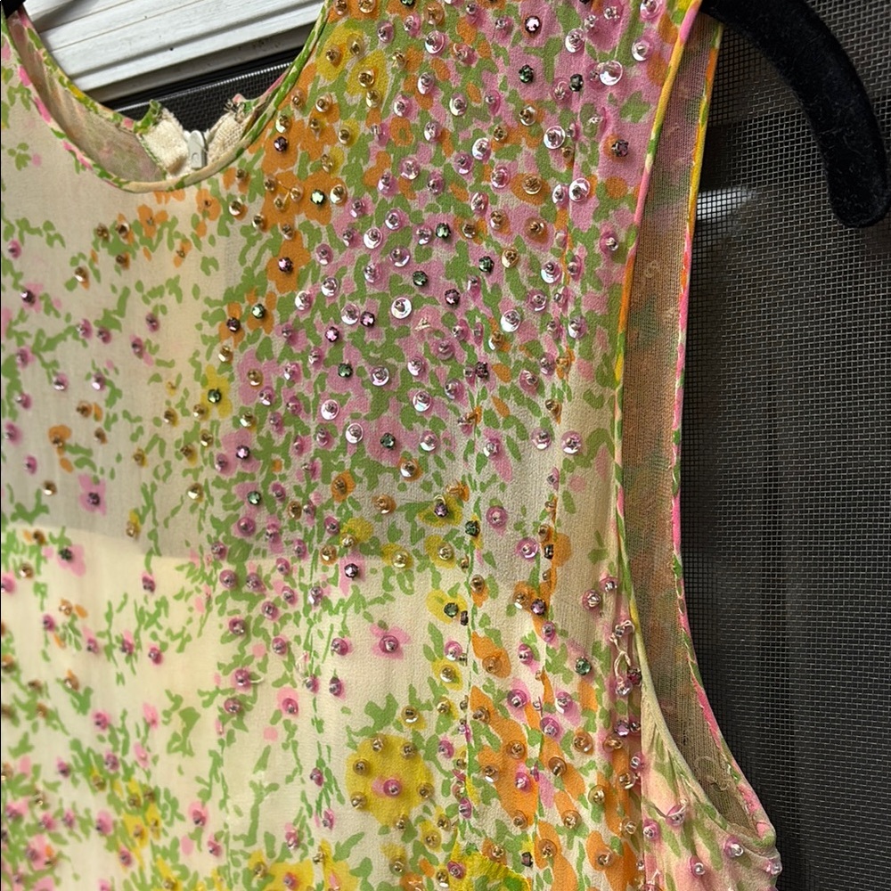 NAT KAPLAN SAKS FIFTH AVE Yellow Orange Pleat Crystal Maxi Silk Dress-VINTAGE - Picture 10 of 16